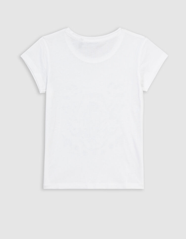 Camiseta blanca algodón diseño acuático purpurina niña-3