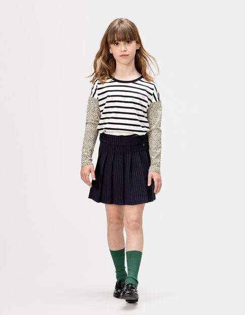 Falda corta plisada azul marino rayas tenis niña - IKKS