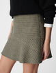 Women’s beige houndstooth short skirt-3