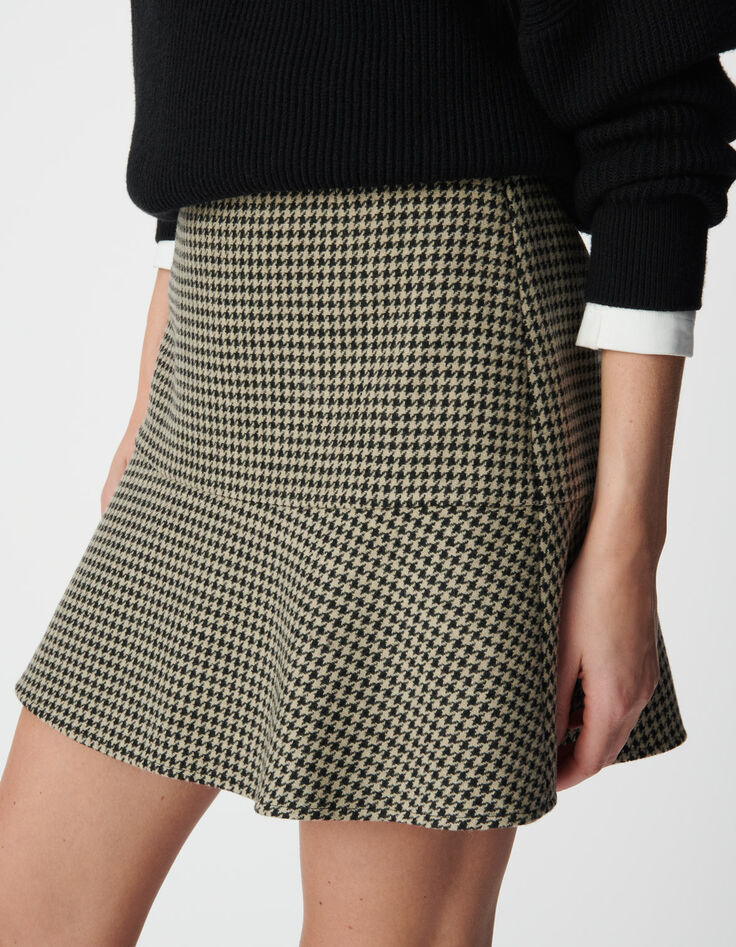 Women’s beige houndstooth short skirt-3