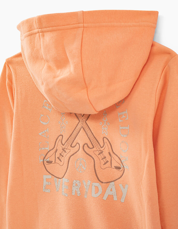 Sudadera naranja blanqueado capucha bordado detrás niño -5