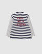 Marineblaues Jungen-Ringelshirt mit asymmetrischem Schnitt-3