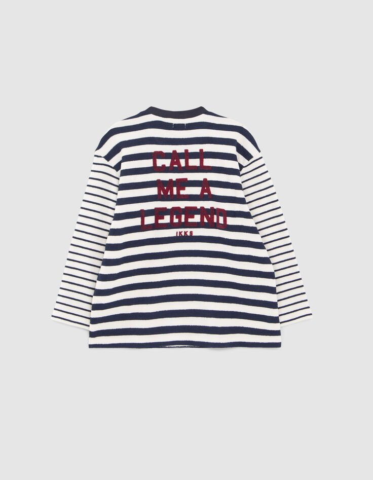 Marineblaues Jungen-Ringelshirt mit asymmetrischem Schnitt-3