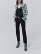 Veste de tailleur verte imprimé végétal Femme-6