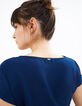 Indigo geschulpte top met borduursels I.Code-3