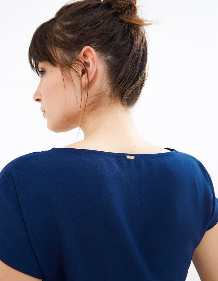 Indigo geschulpte top met borduursels I.Code-3