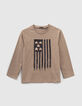 T-shirt moka bio drapeau sequins réversibles garçon-1