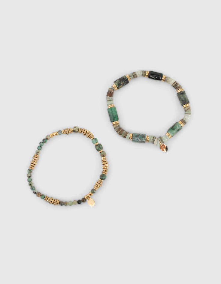 Pulseras doradas cuentas turquesa africana mujer-2