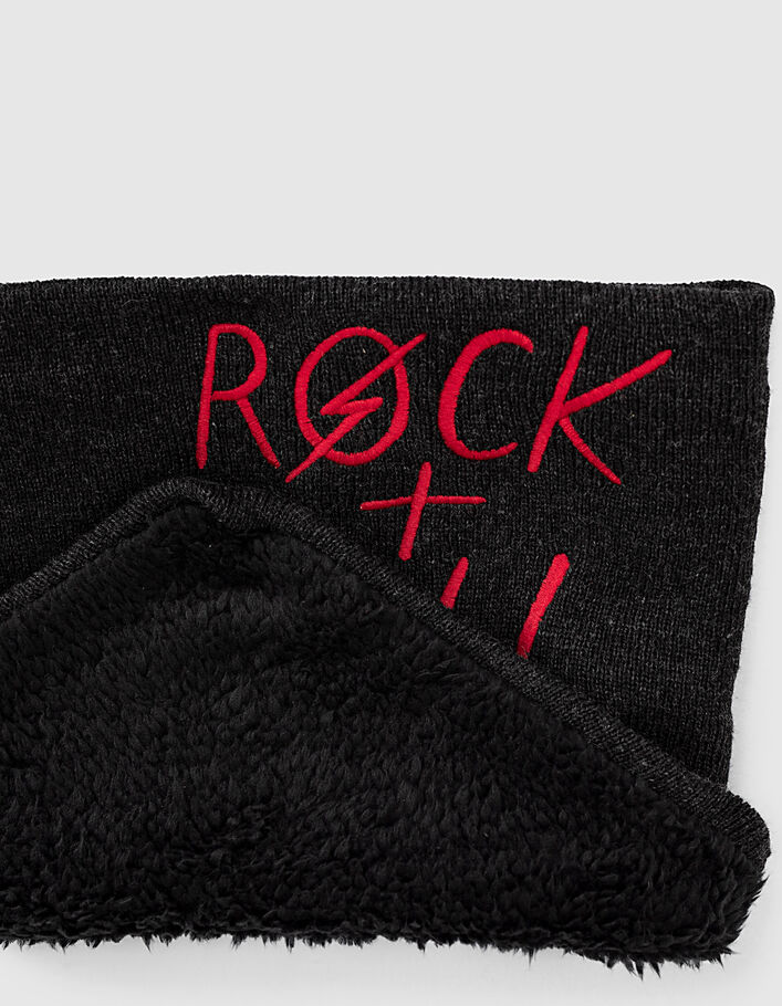 Graue Mützenmaske und Snood für Jungen mit Stickerei -3