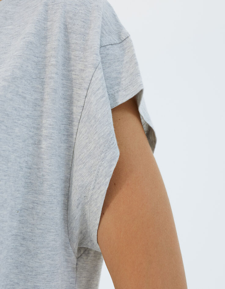 Women’s grey slub cotton modal short-sleeve T-shirt-4