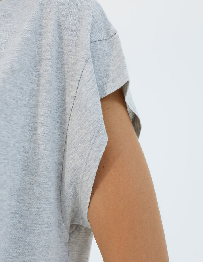Graues Damen-T-Shirt aus geflammtem Baumwollmodal - IKKS
