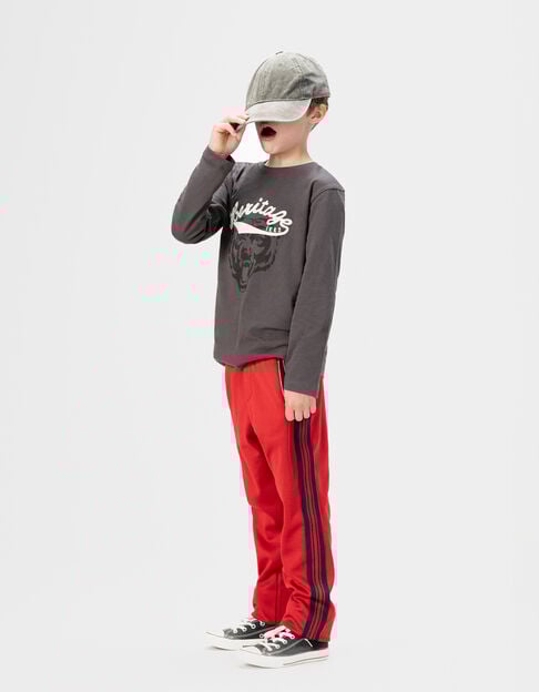 Pantalon de jogging rouge rayures marine garçon - IKKS