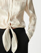 Dameshemd met beige goudlamé stropdas-5