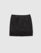 Women’s black embroidered leather short skirt-4