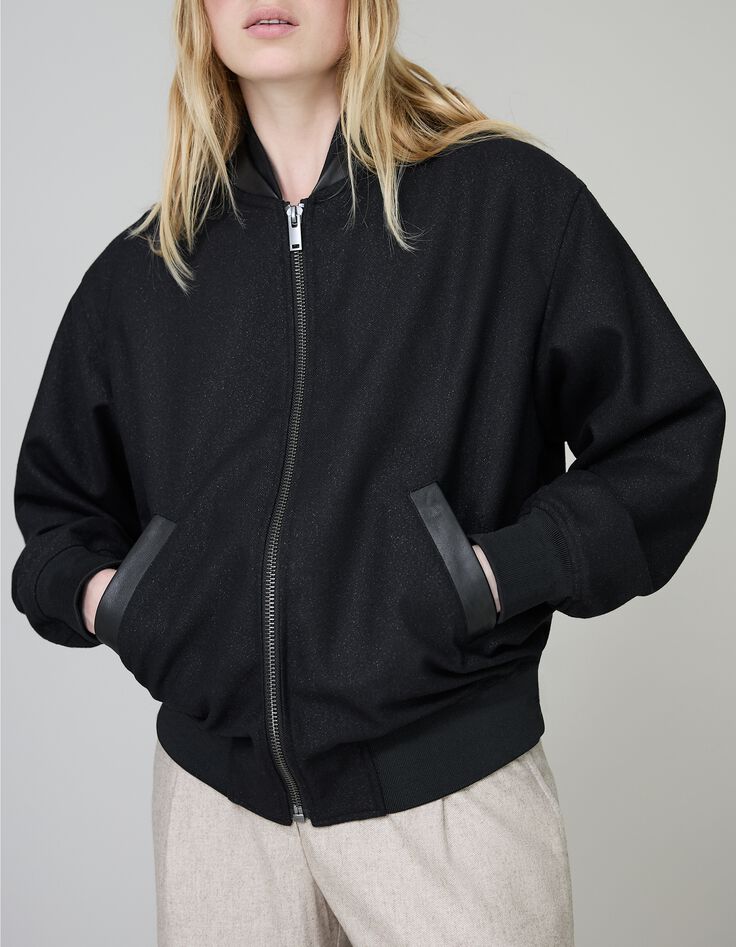 Pure Edition-Bombardera negra oversize lentejuelas-4