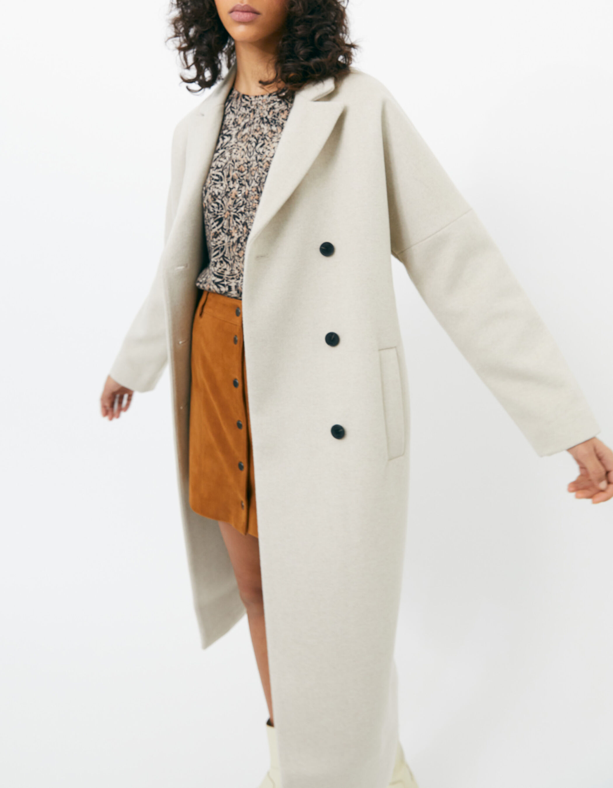 manteau long blanc femme laine