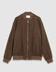 Blouson bomber marron tissu relief Homme-7