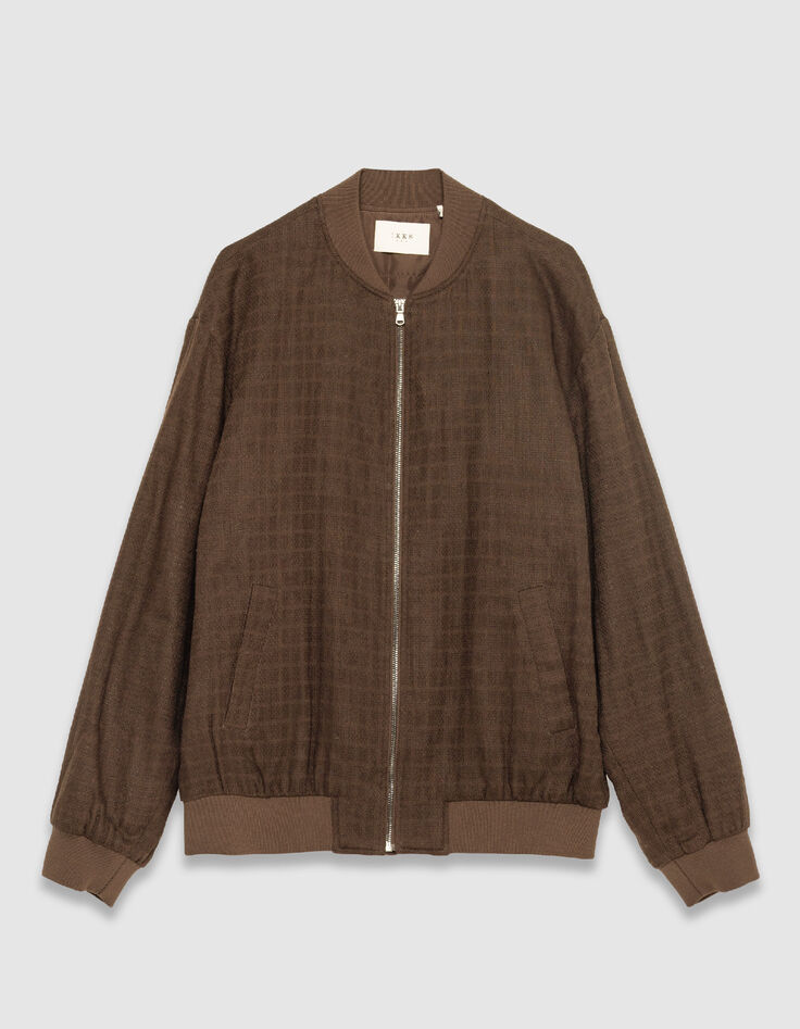 Blouson bomber marron tissu relief Homme-7