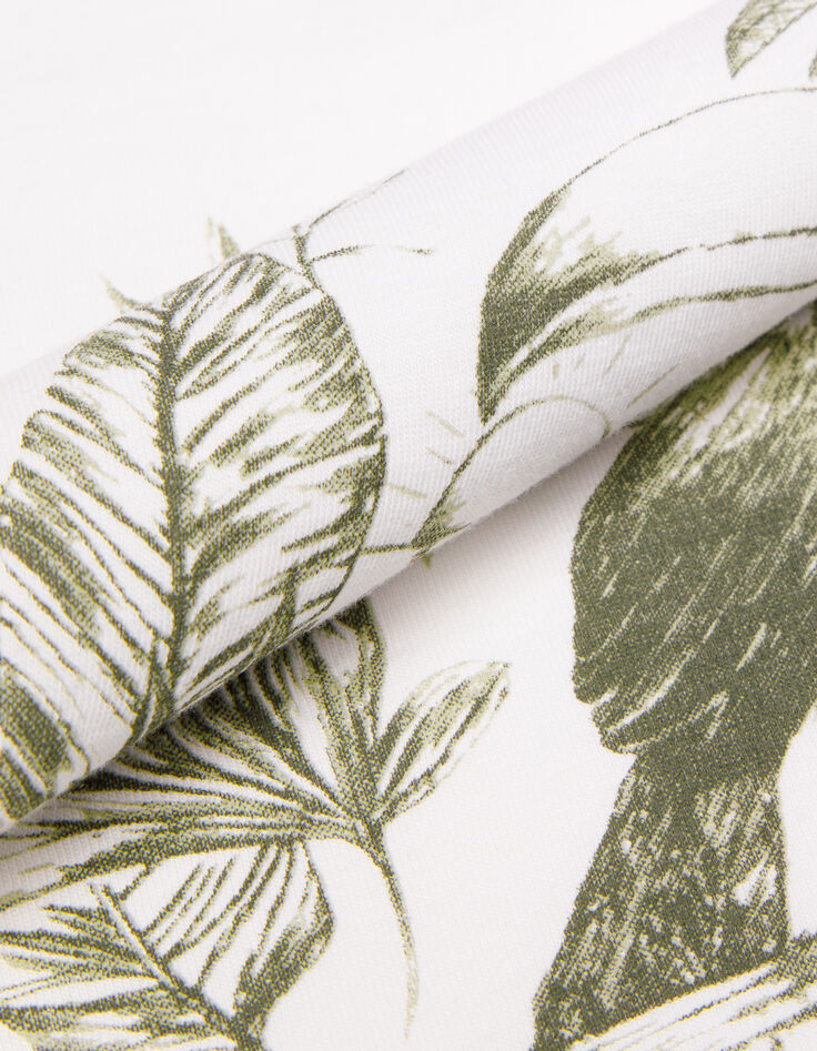 Tee-shirt manches courtes &eacute;cru visuel oiseau kaki Femme-8