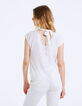 Top jacquard décolleté nœud dos femme-3