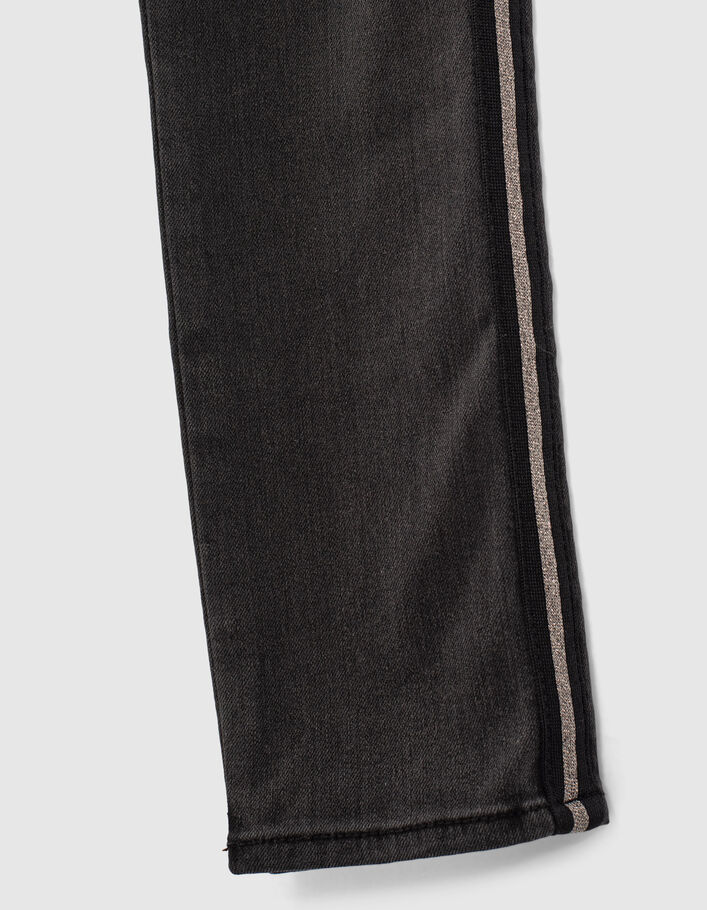 Jean slim black used taille haute à galons latéraux fille - IKKS