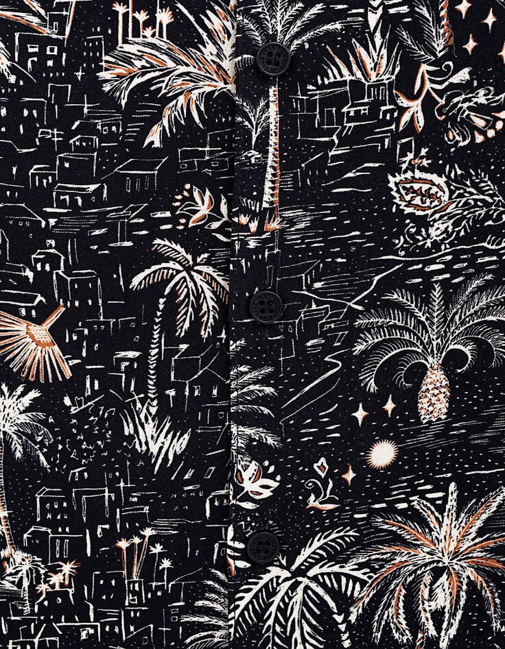 Boys’ black medina and palm tree print shirt-2