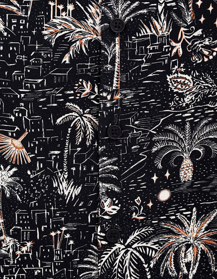 Boys’ black medina and palm tree print shirt-2 Boys’ black medina and palm tree print shirt-2