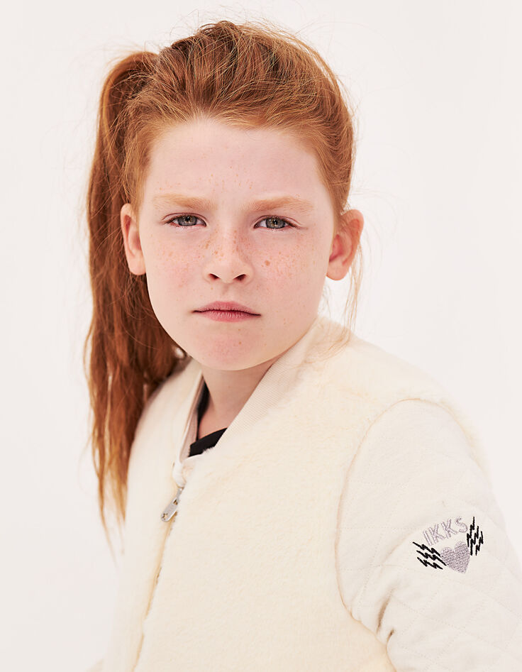 Ecru vest in baseball stijl voor meisjes-5