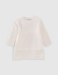 Robe blanc cassé tricot doupions roses bébé fille-1