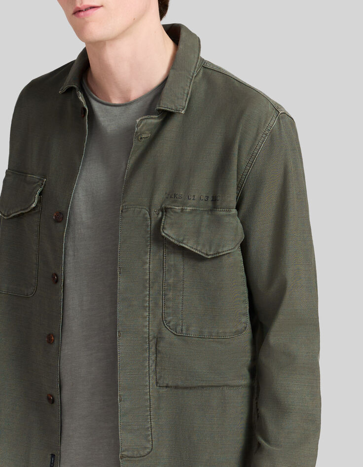 Men&rsquo;s khaki workwear-style canvas REGULAR overshirt-5