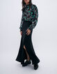 Lange zwarte rok in viscose met split Dames-2