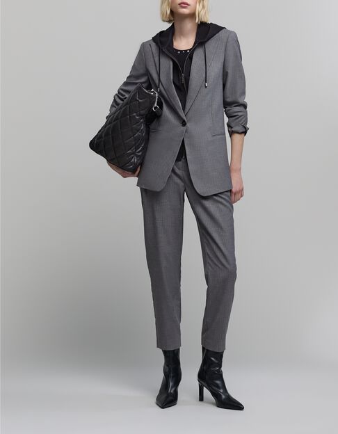 Women's removable herringbone pattern jacket in grey - IKKS