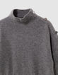 Girls’ grey knit and lamé mixed fabric dress-3