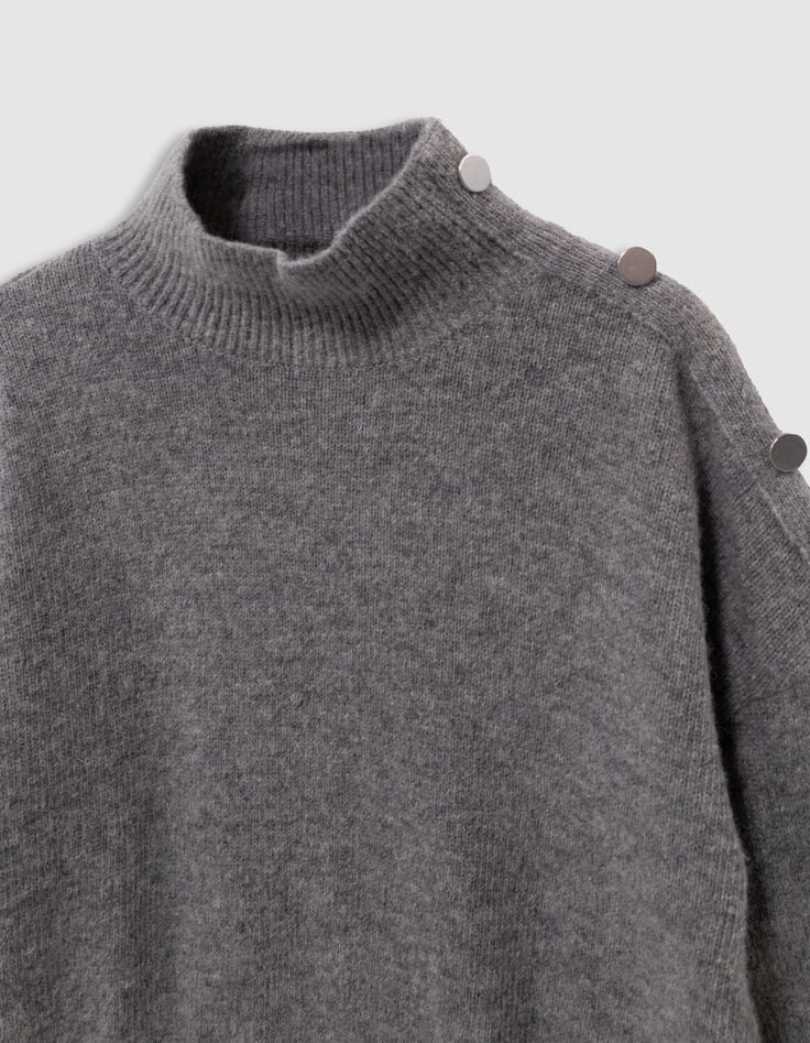 Graues Mädchenkleid aus Mischgewebe Strick-3 Graues Mädchenkleid aus Mischgewebe Strick-3