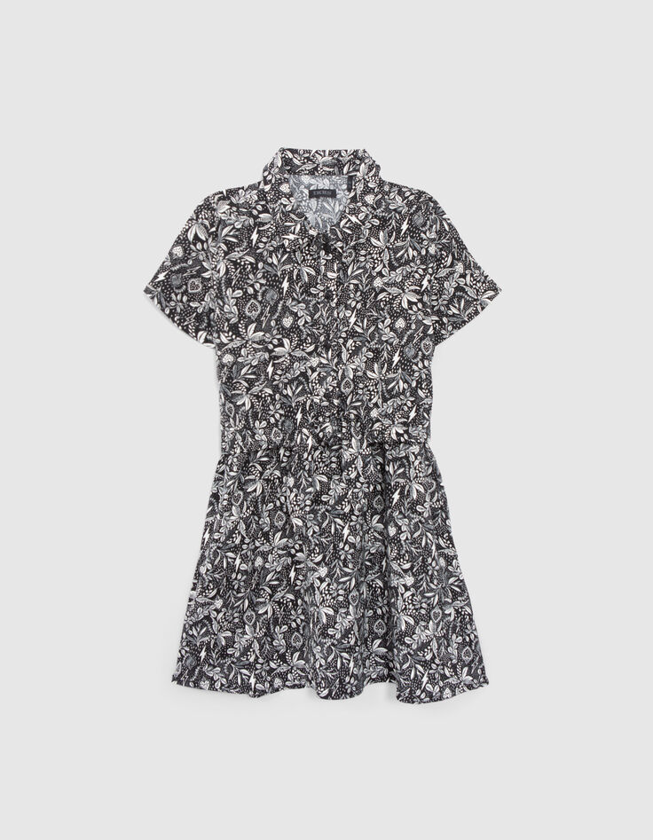 Schwarzes Mädchenkleid, LENZING™ ECOVERO™, Dschungel-Print-1