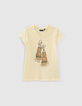 T-shirt jaune coton bio visuel sandales fille-1
