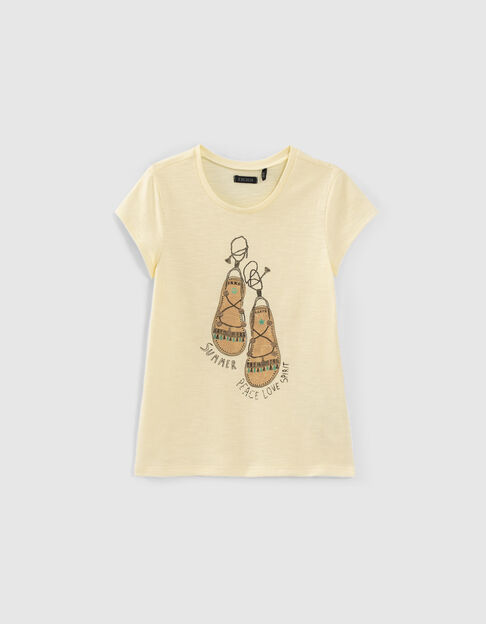 Geel T-shirt biokatoen opdruk sandalen meisjes