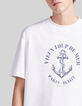 T-shirt blanc coton bio visuel ancre et serpent Homme-4