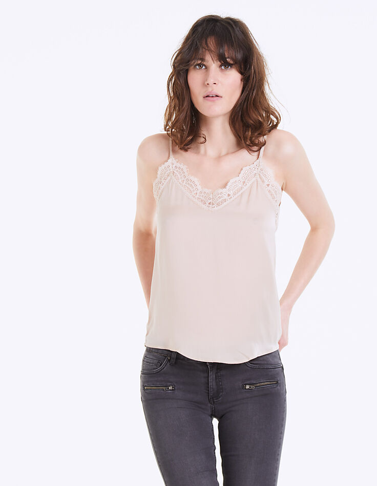 Caraco dentelle en satin champagne femme-2