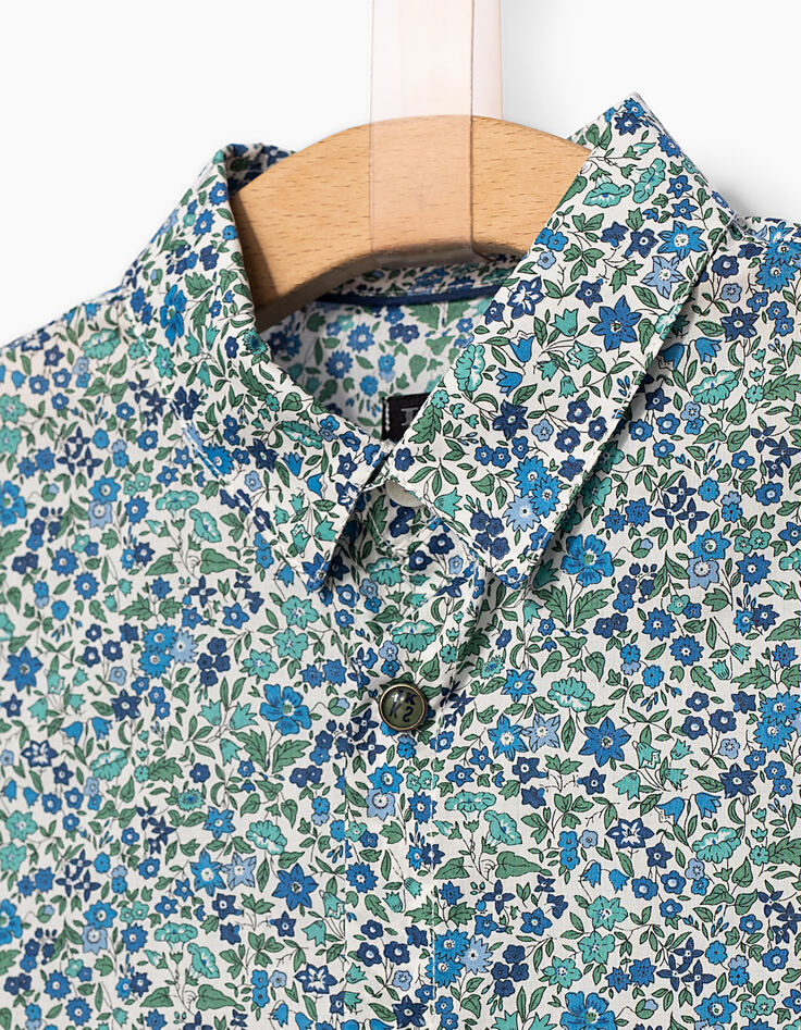Chemise indigo Liberty® à motifs fleurs garçon-3