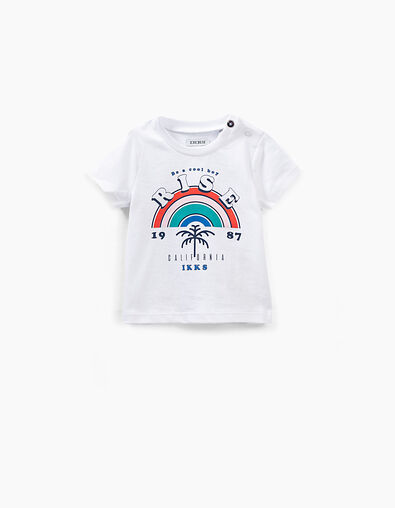 Tee-shirt blanc optique visuel arc-en-ciel b&eacute;b&eacute; gar&ccedil;on  - IKKS