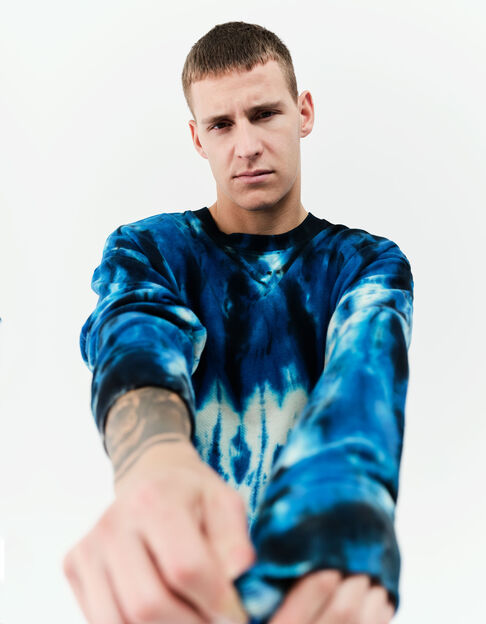 Sweat electric blue molleton tie and dye Homme
