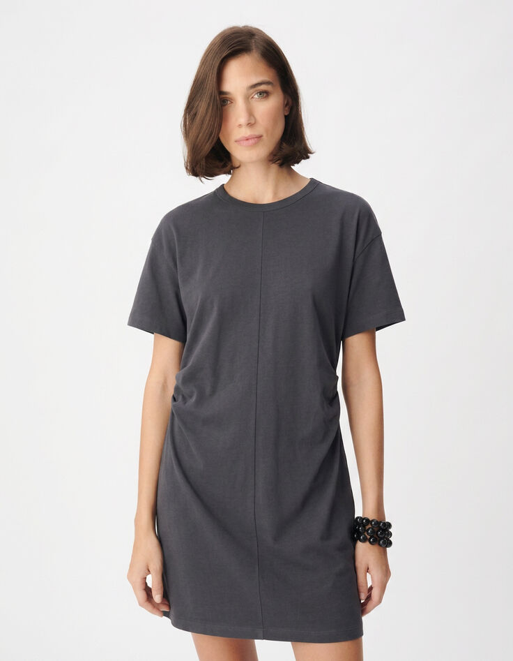 Robe t-shirt gris anthracite Femme-2