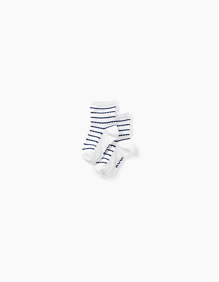 Chaussettes blanc cassé et navy bébé fille-2