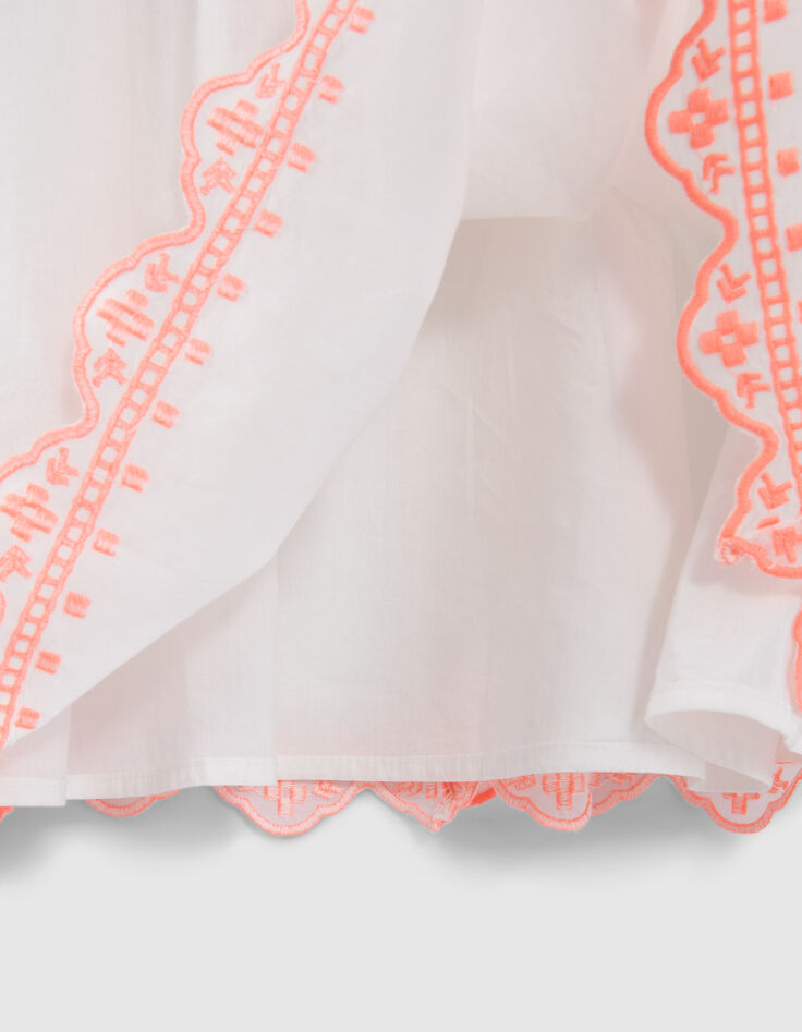 Robe blanc cassé broderies ethniques fluo fille-6