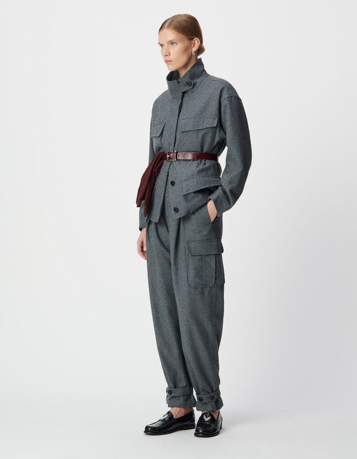 Pantalon battle gris flanelle Femme-2