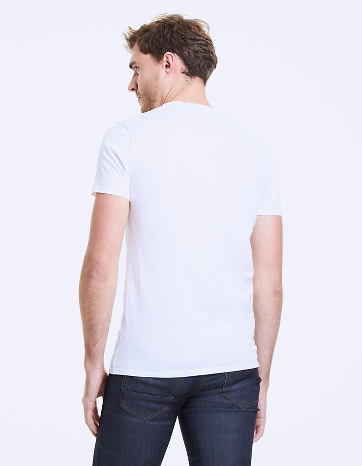Tee-shirt blanc à visuel statue-surfeur Homme-3