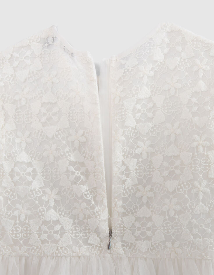 Witte jurk twee materialen kant en tule meisjes-6