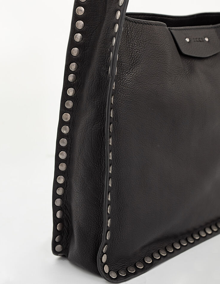 The Postman Rock women’s black studded leather tote bag-2