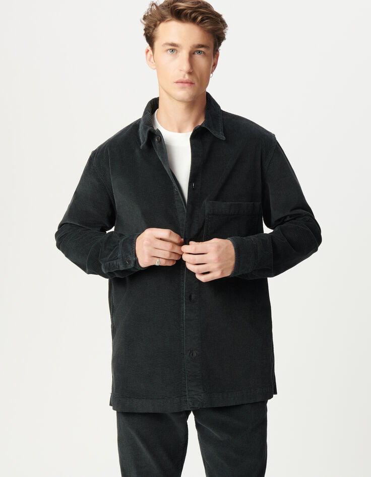 Surchemise grise velours côtelé maxi poche Homme-1
